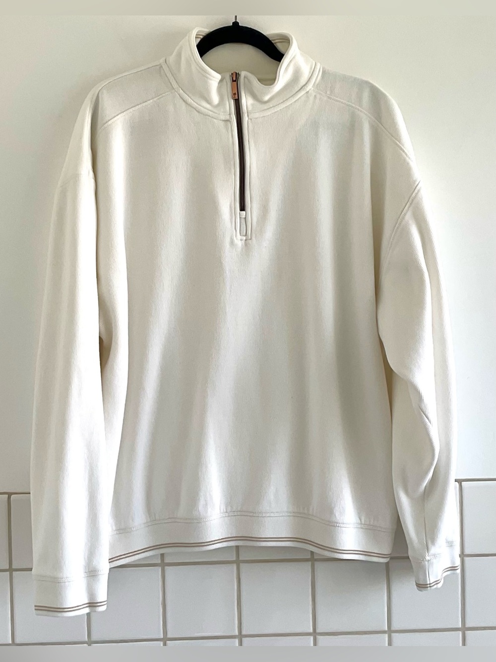 Tommy Bahama Ivory Half-Zip Henley Pullover Sweater Sz: Xl.
